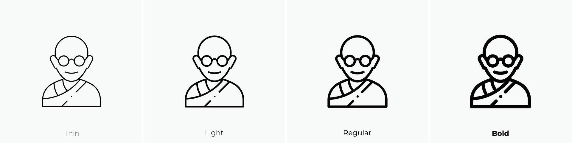 gandhi icon. Thin, Light, Regular And Bold style design isolated on white background vector