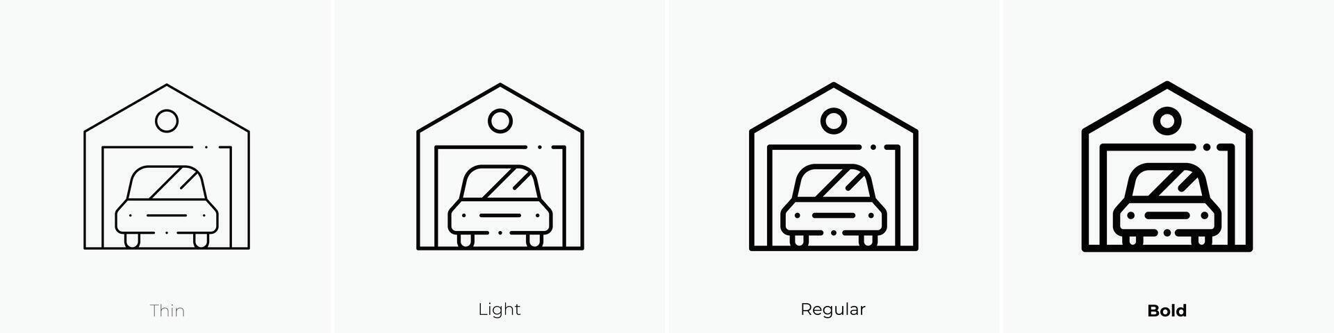 garage icon. Thin, Light, Regular And Bold style design isolated on white background vector