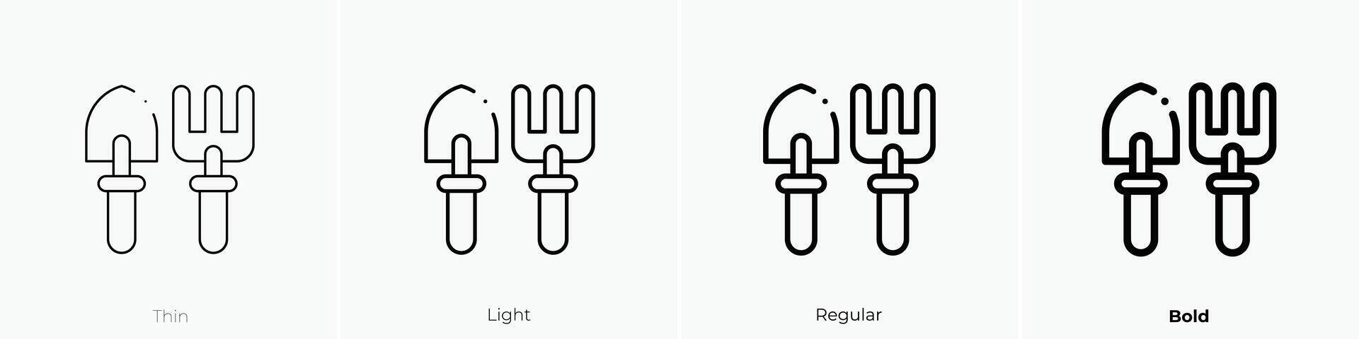 gardening tools icon. Thin, Light, Regular And Bold style design isolated on white background vector