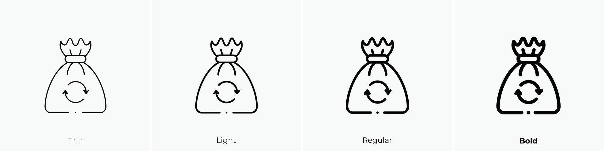 garbage icon. Thin, Light, Regular And Bold style design isolated on white background vector