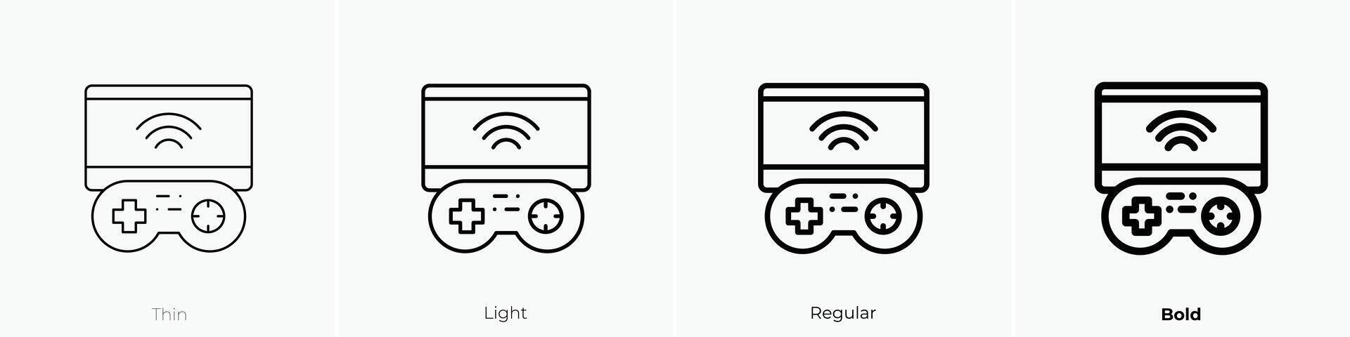 gamepad icon. Thin, Light, Regular And Bold style design isolated on white background vector