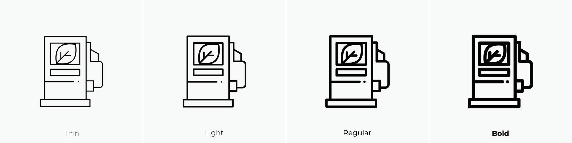 gas station icon. Thin, Light, Regular And Bold style design isolated on white background vector