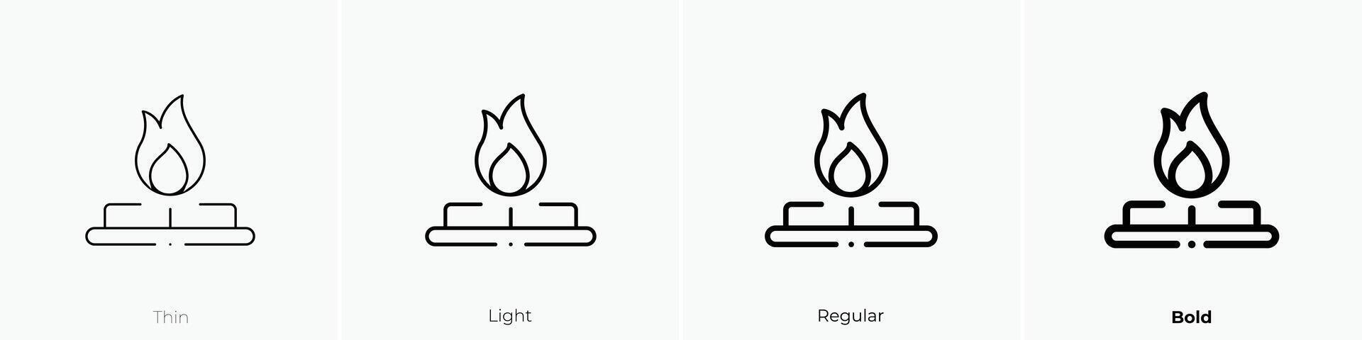gas stove icon. Thin, Light, Regular And Bold style design isolated on white background vector