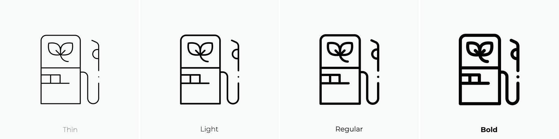 gas station icon. Thin, Light, Regular And Bold style design isolated on white background vector