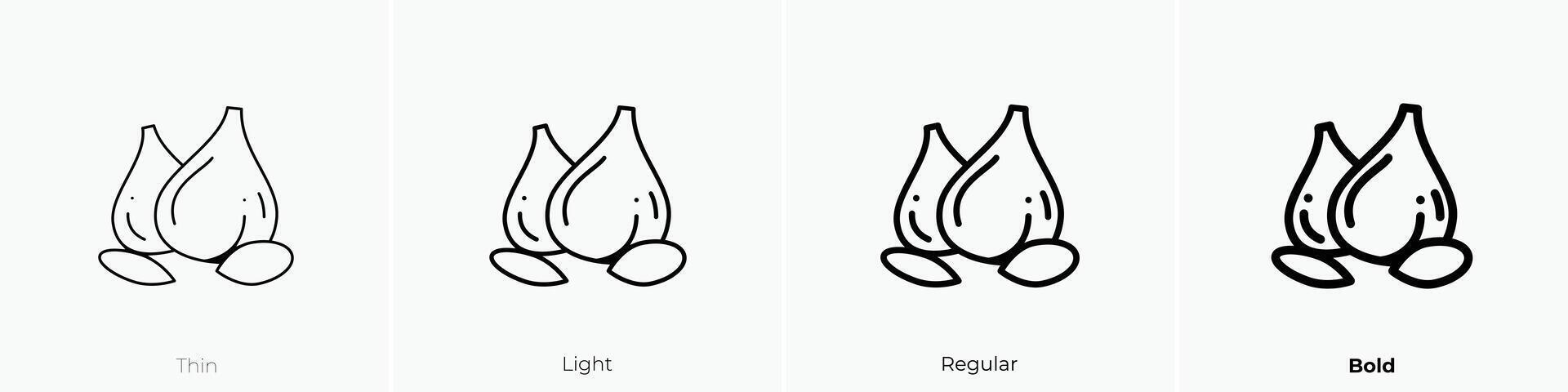 garlic icon. Thin, Light, Regular And Bold style design isolated on white background vector