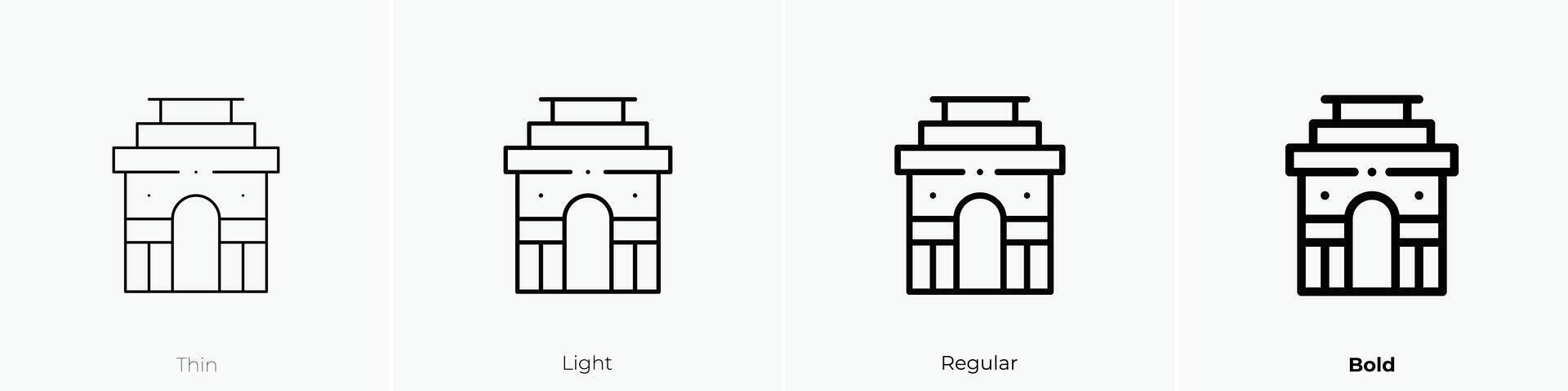 gate of india icon. Thin, Light, Regular And Bold style design isolated on white background vector