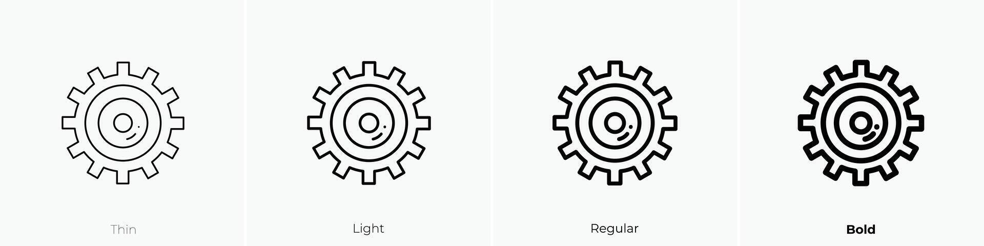 gear icon. Thin, Light, Regular And Bold style design isolated on white background vector