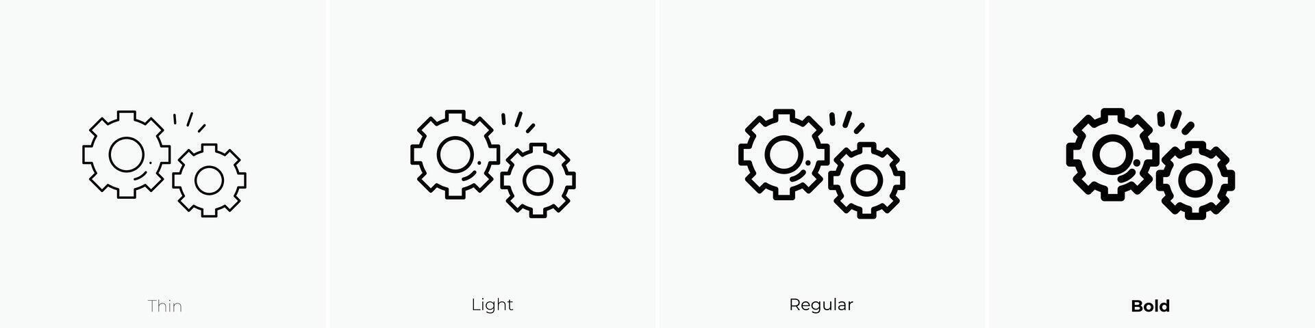 gears icon. Thin, Light, Regular And Bold style design isolated on white background vector