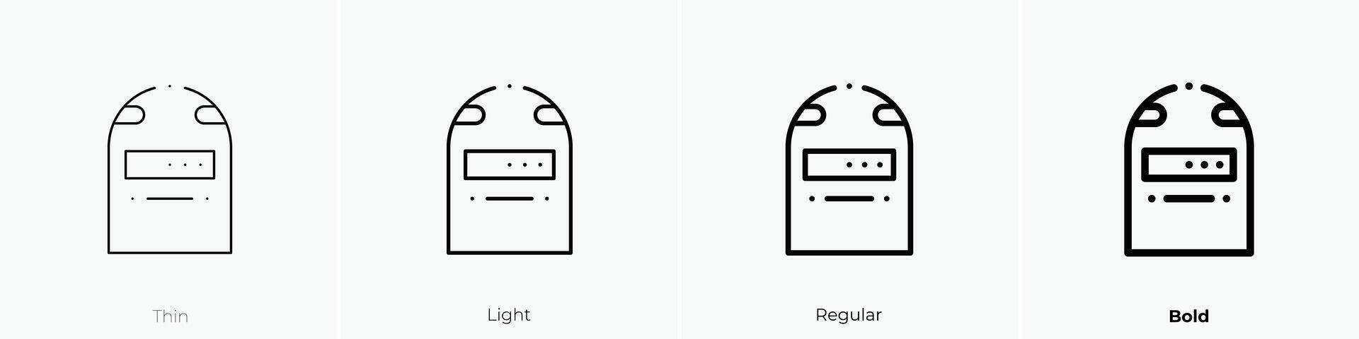 geiger counter icon. Thin, Light, Regular And Bold style design isolated on white background vector