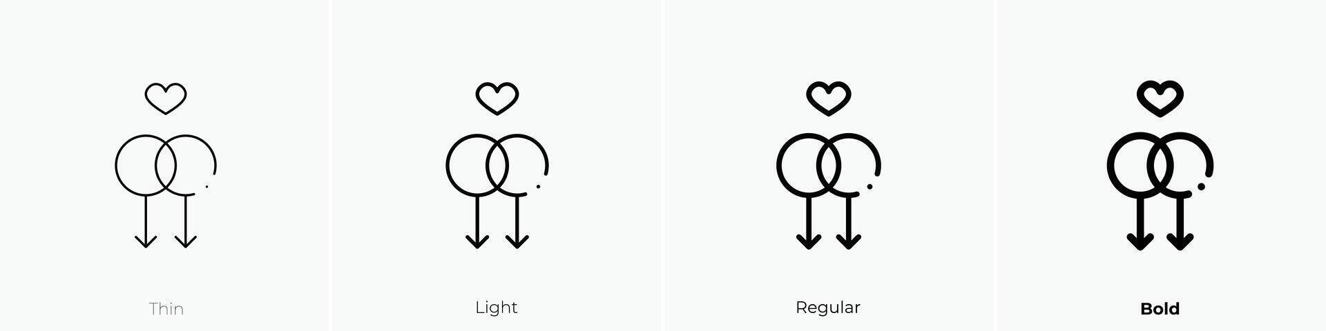 gay icon. Thin, Light, Regular And Bold style design isolated on white background vector