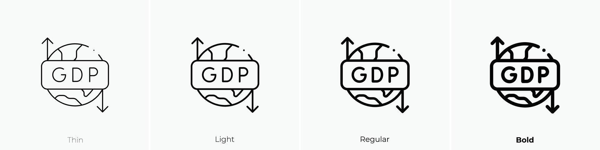 gdp icon. Thin, Light, Regular And Bold style design isolated on white background vector