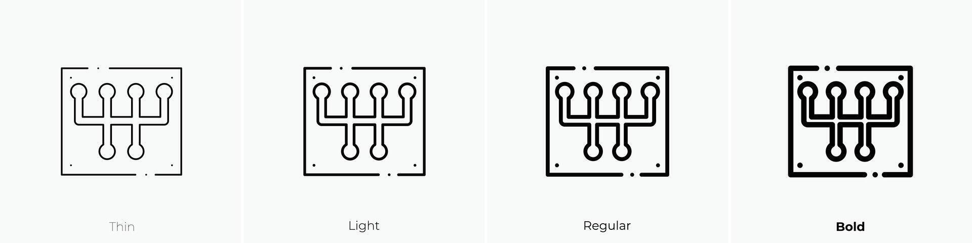 gearshift icon. Thin, Light, Regular And Bold style design isolated on white background vector