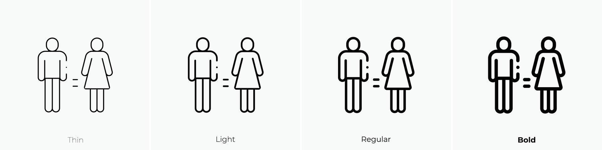 gender equality icon. Thin, Light, Regular And Bold style design isolated on white background vector