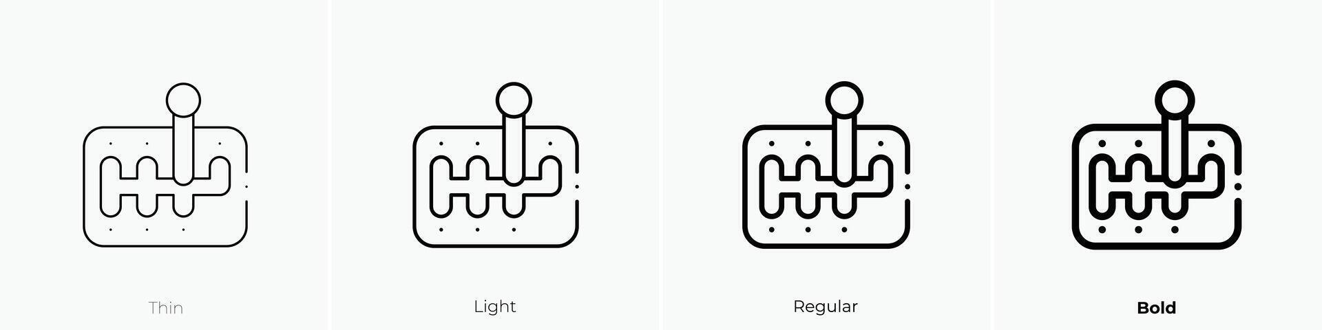 gear shift icon. Thin, Light, Regular And Bold style design isolated on white background vector