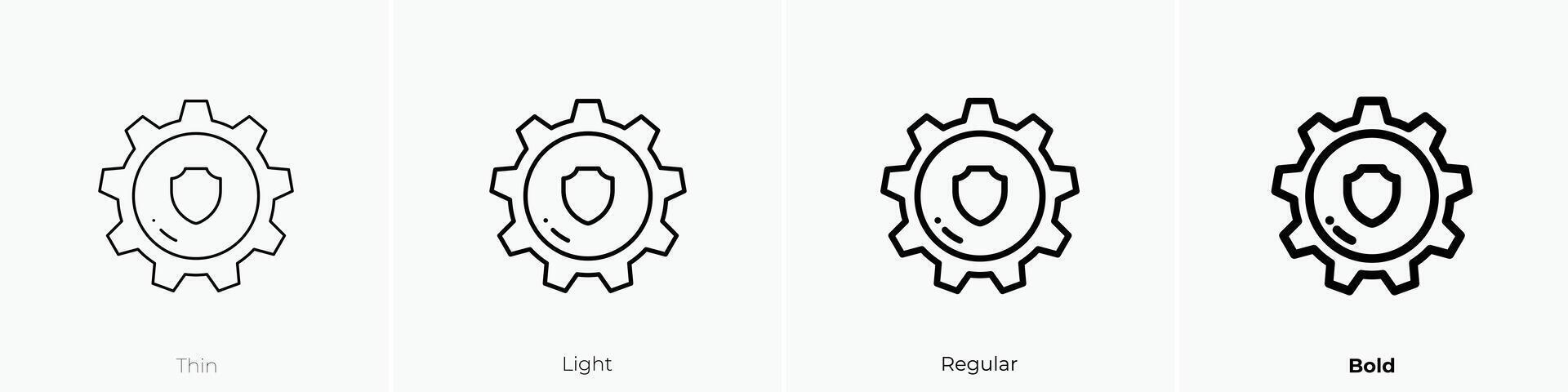 gear icon. Thin, Light, Regular And Bold style design isolated on white background vector