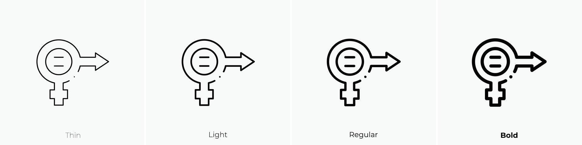 gender equality icon. Thin, Light, Regular And Bold style design isolated on white background vector