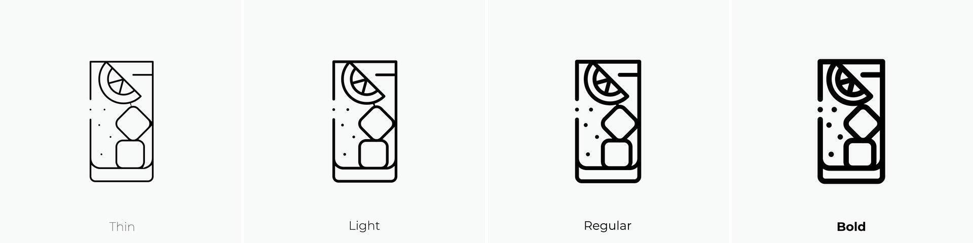 gin tonic icon. Thin, Light, Regular And Bold style design isolated on white background vector