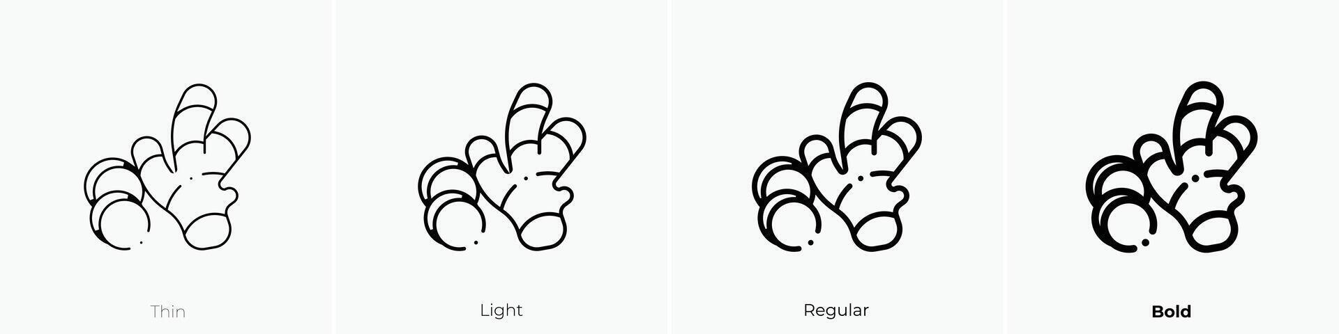 ginger icon. Thin, Light, Regular And Bold style design isolated on white background vector