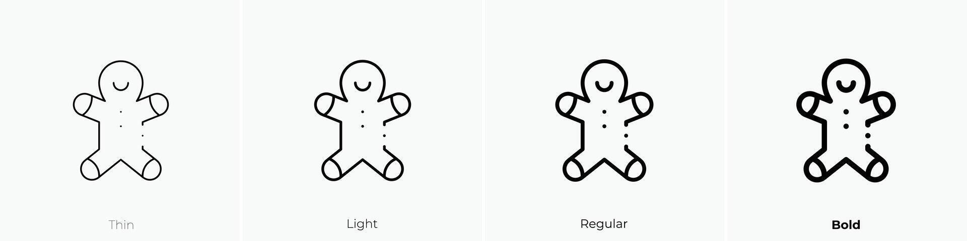 gingerbread man icon. Thin, Light, Regular And Bold style design isolated on white background vector