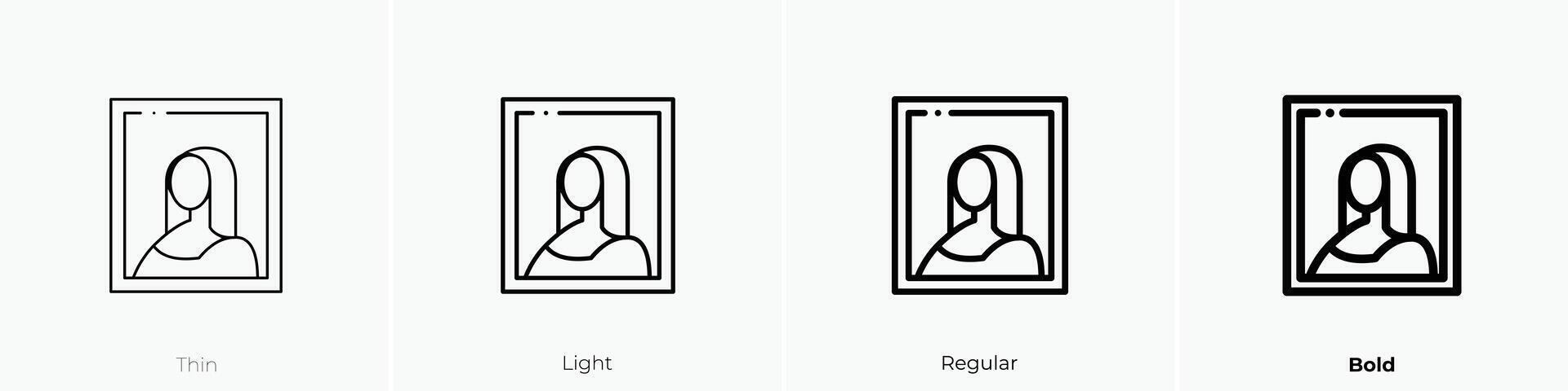 gioconda icon. Thin, Light, Regular And Bold style design isolated on white background vector