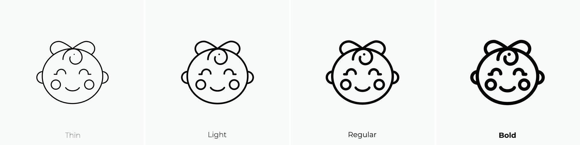 girl icon. Thin, Light, Regular And Bold style design isolated on white background vector