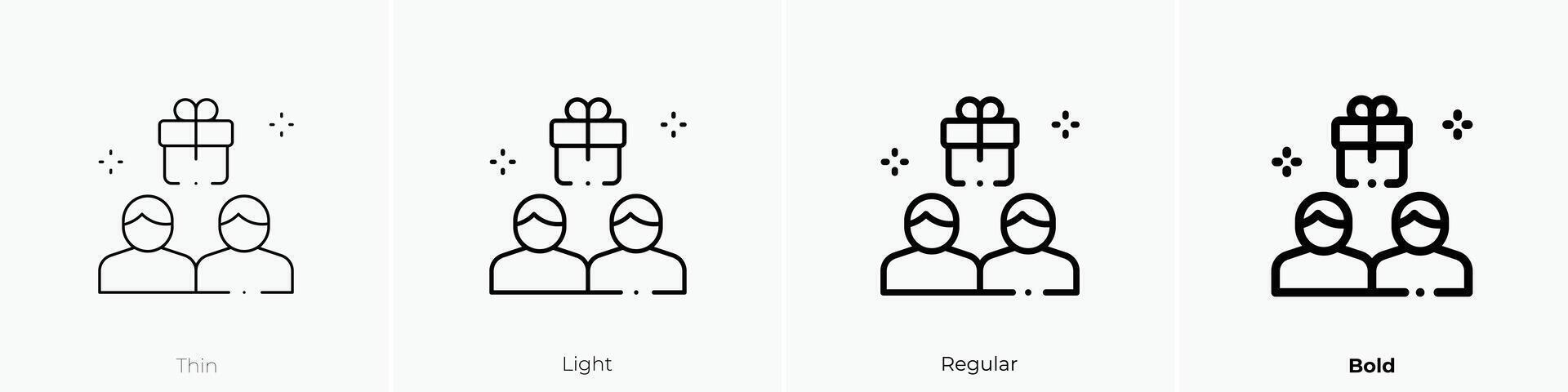 give icon. Thin, Light, Regular And Bold style design isolated on white background vector