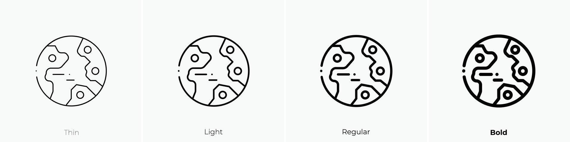 globe icon. Thin, Light, Regular And Bold style design isolated on white background vector
