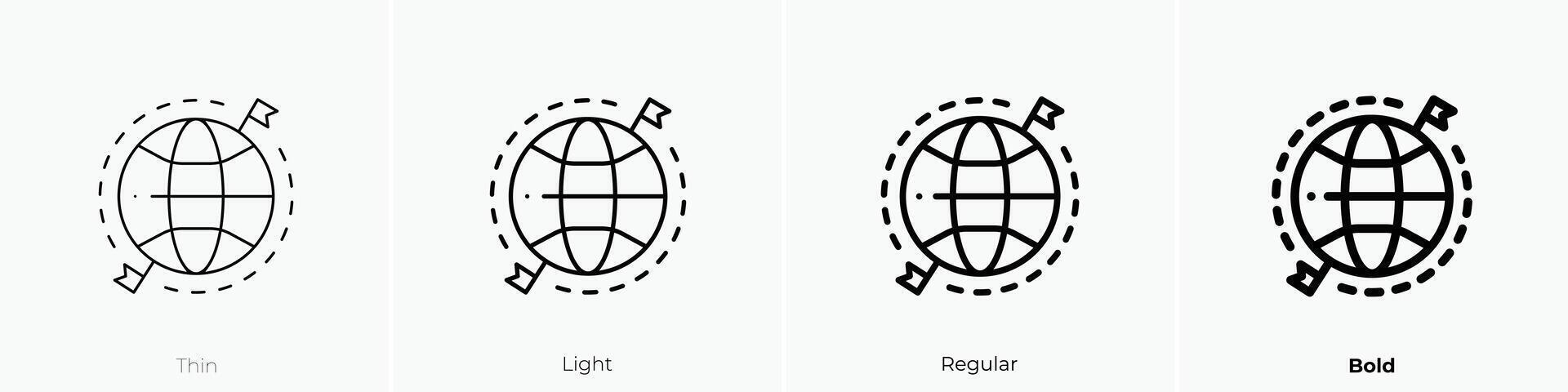 globe icon. Thin, Light, Regular And Bold style design isolated on white background vector