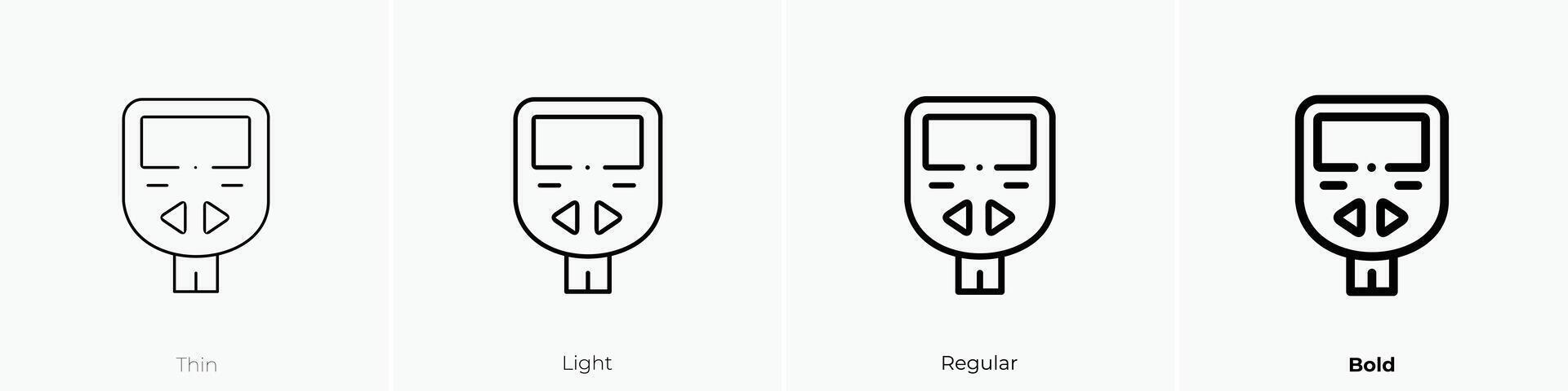 glucose meter icon. Thin, Light, Regular And Bold style design isolated on white background vector
