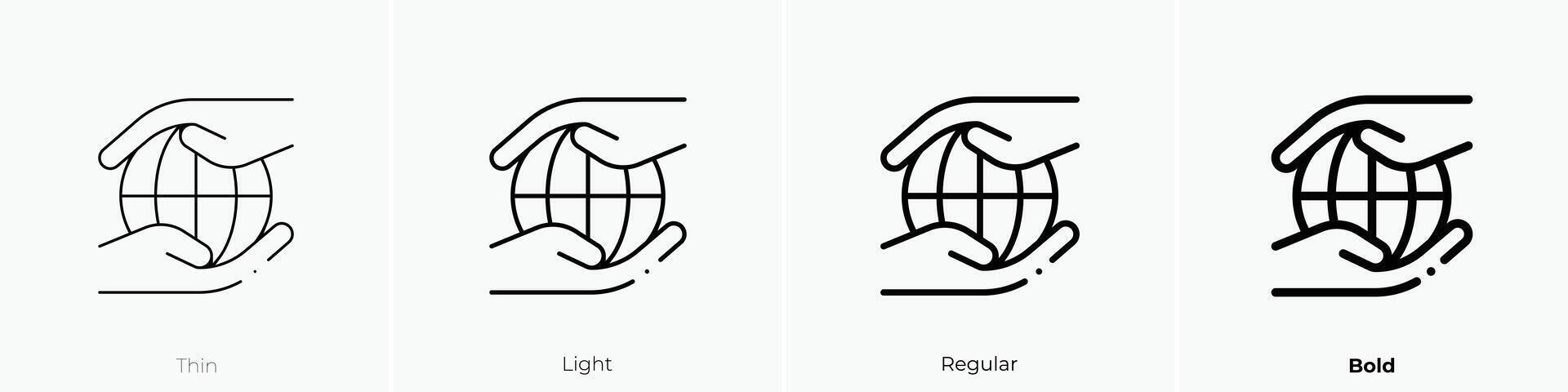 globe icon. Thin, Light, Regular And Bold style design isolated on white background vector