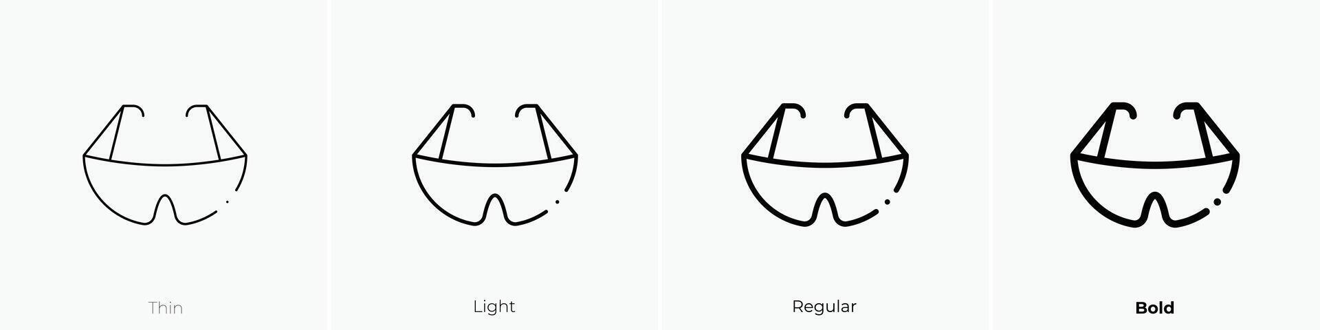goggles icon. Thin, Light, Regular And Bold style design isolated on white background vector