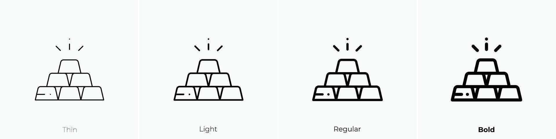 gold ingot icon. Thin, Light, Regular And Bold style design isolated on white background vector