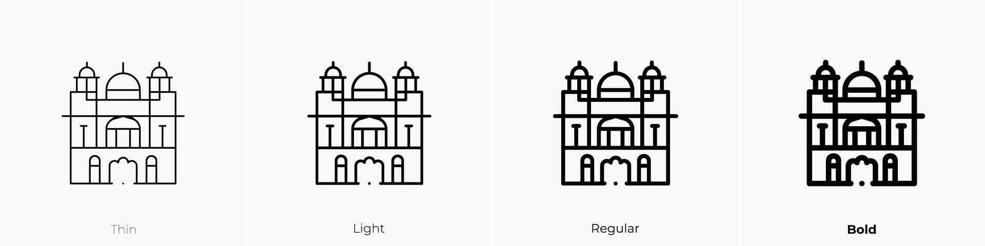 golden temple icon. Thin, Light, Regular And Bold style design isolated on white background vector