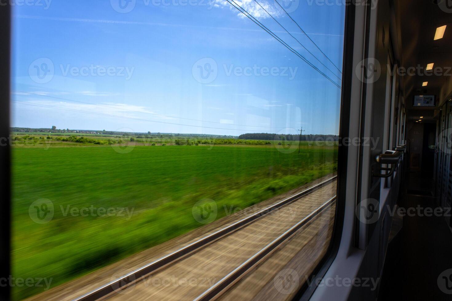 view from a moving train carriage to the platform, travel concept, smash train platform photo