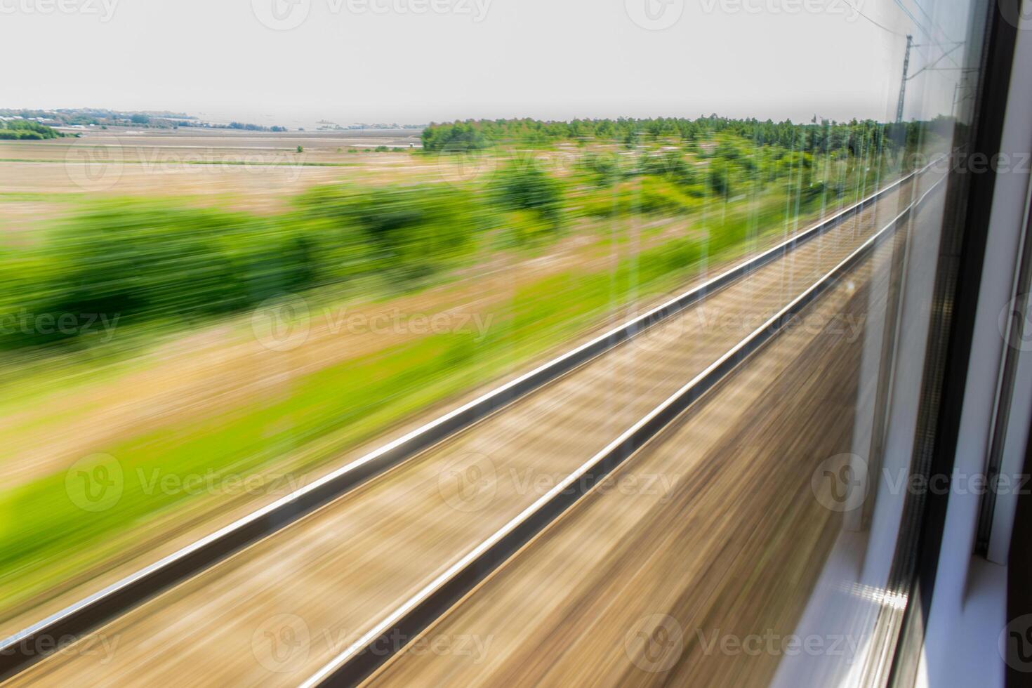 view from a moving train carriage to the platform, travel concept, smash train platform photo