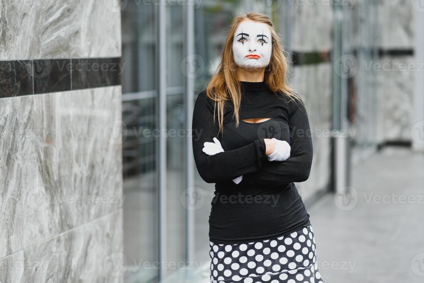 The girl with makeup of the mime. improvisation. photo