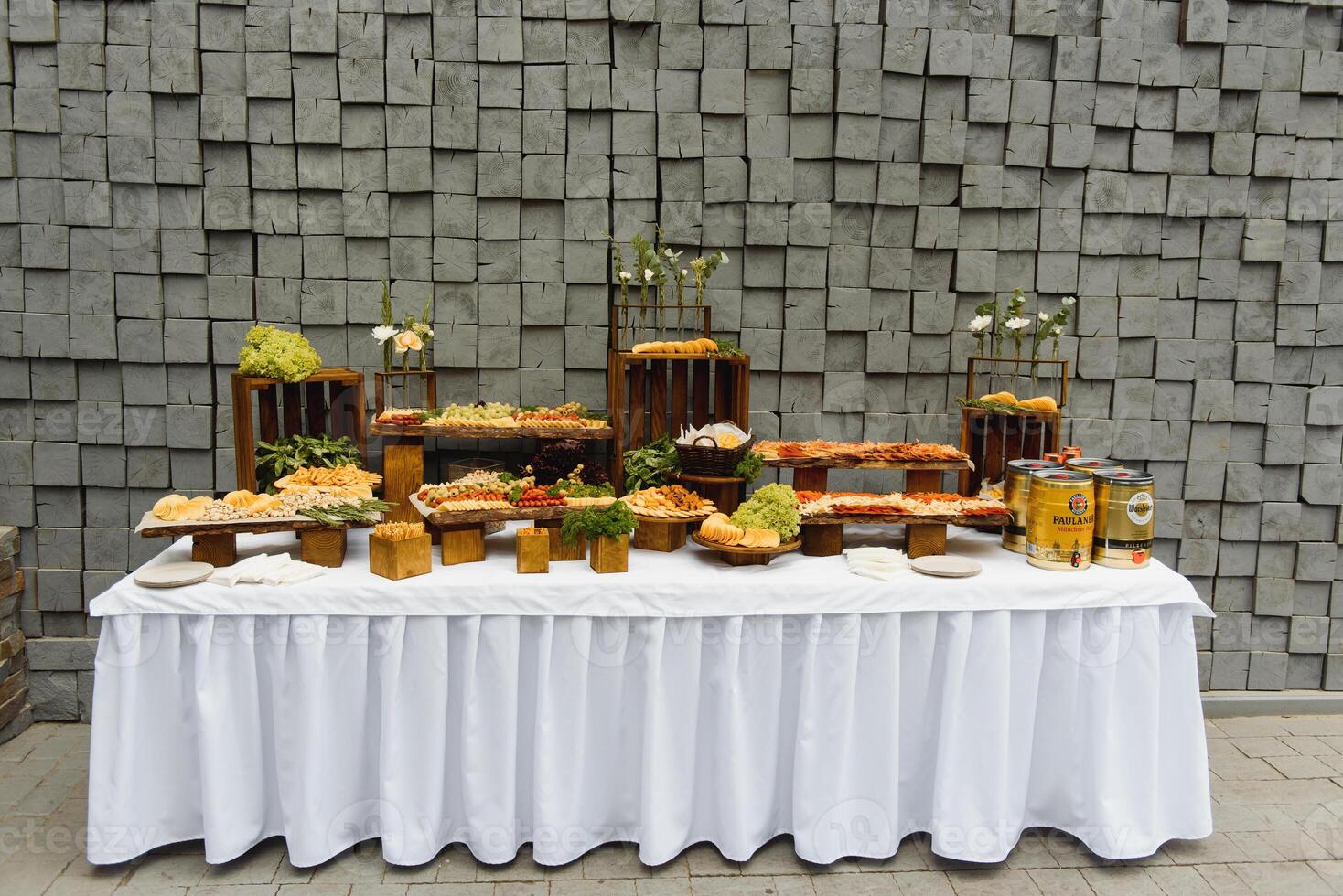 desserts with fruits, mousse, biscuits. Different types of sweet pastries, small colorful sweet cakes, macaron, and other desserts in the sweet buffet. candy bar for birthday photo