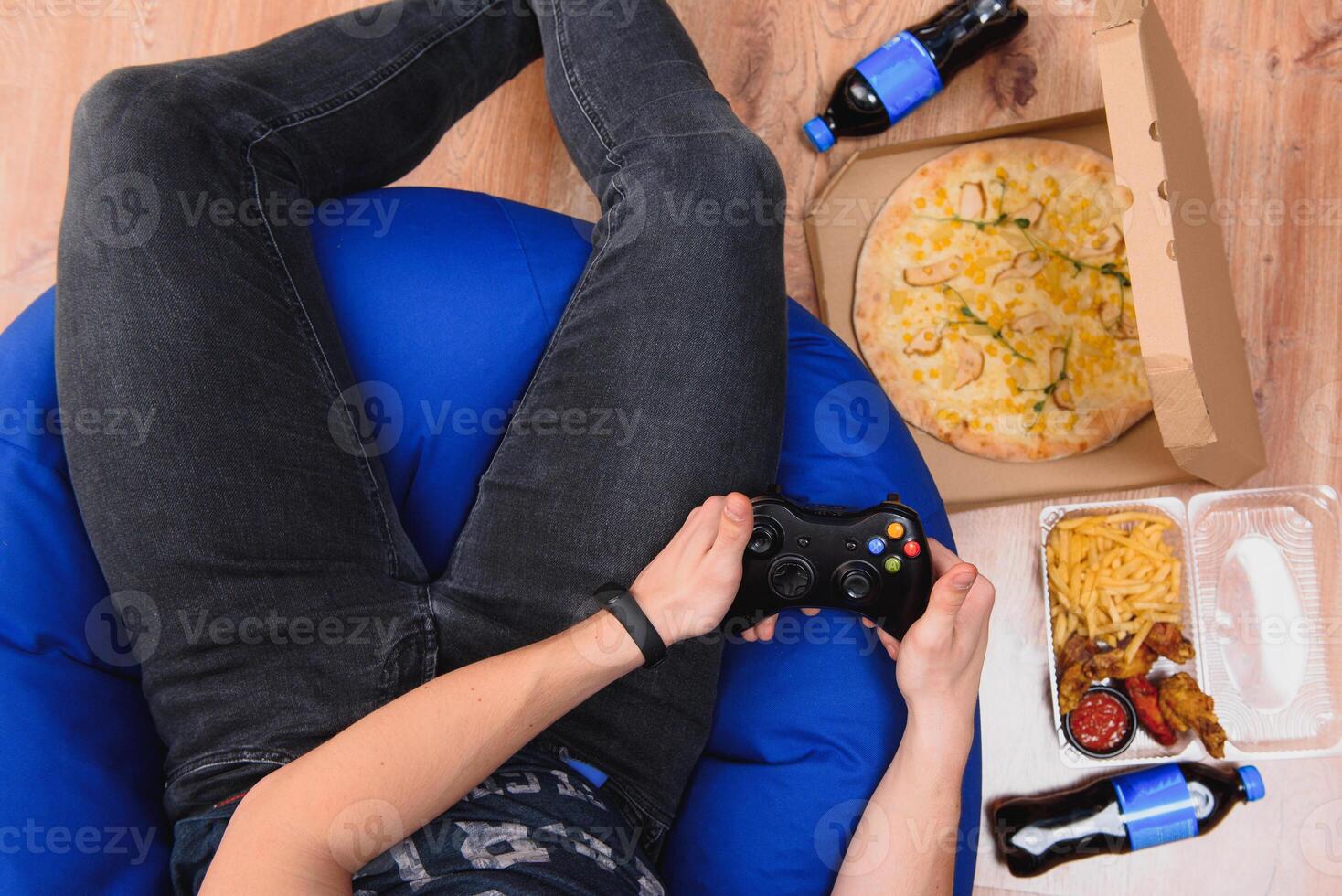 contactless delivery concept. Pizza in a box. home delivery. quarantine photo