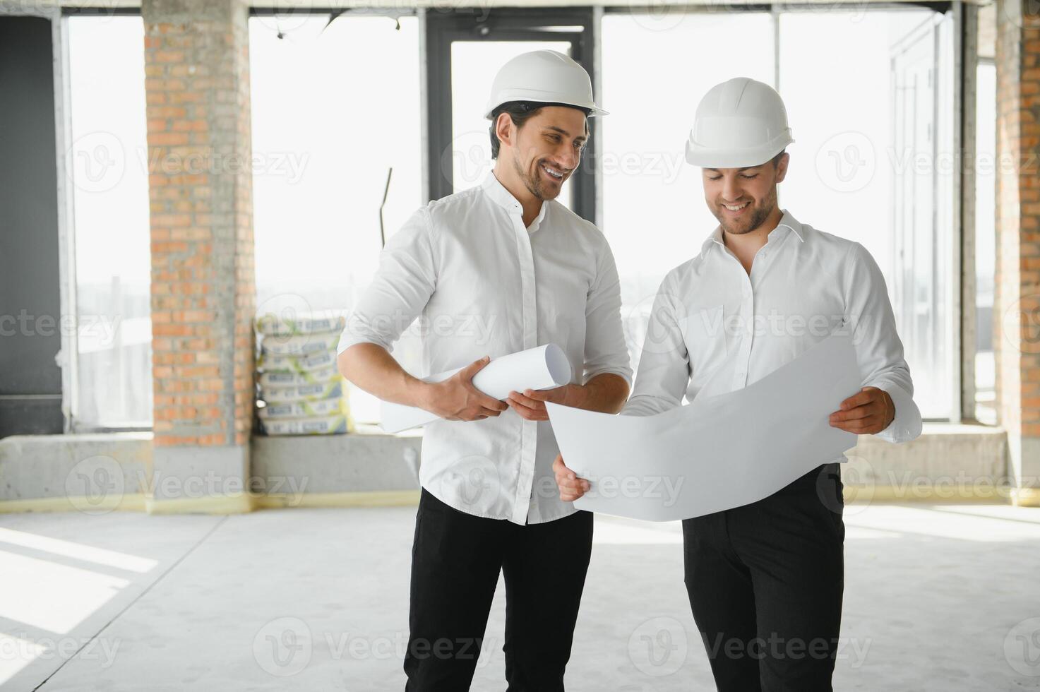 two business man construction site engineer. photo