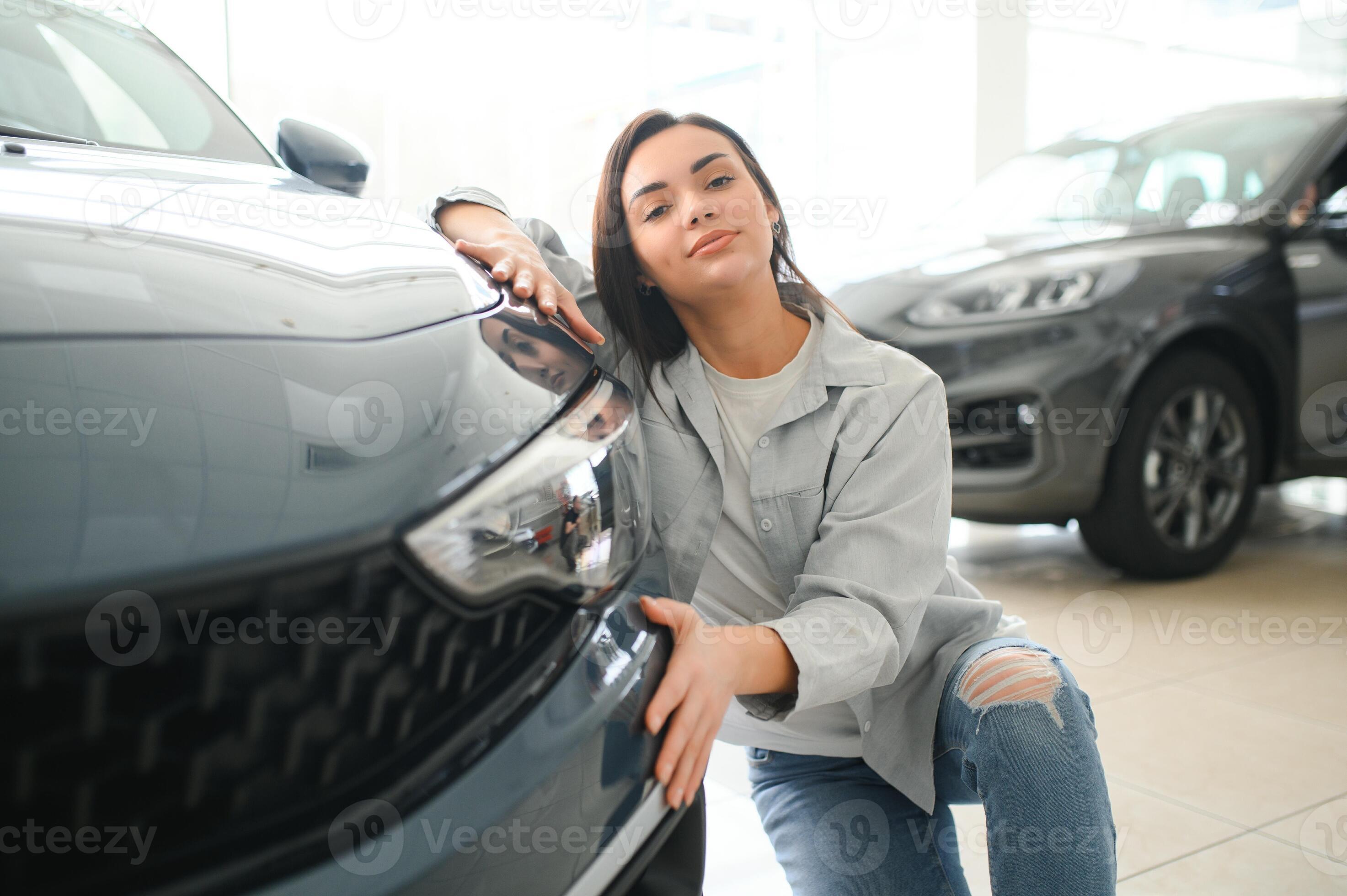 Happy friendly woman customer female buyer client chooses auto wants to - Cathy Wants To Buy A New Watch Online