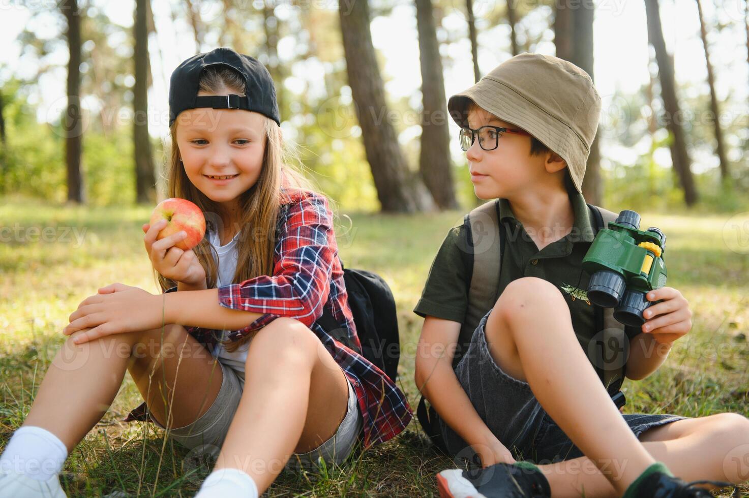 kids scouts in the forest. photo