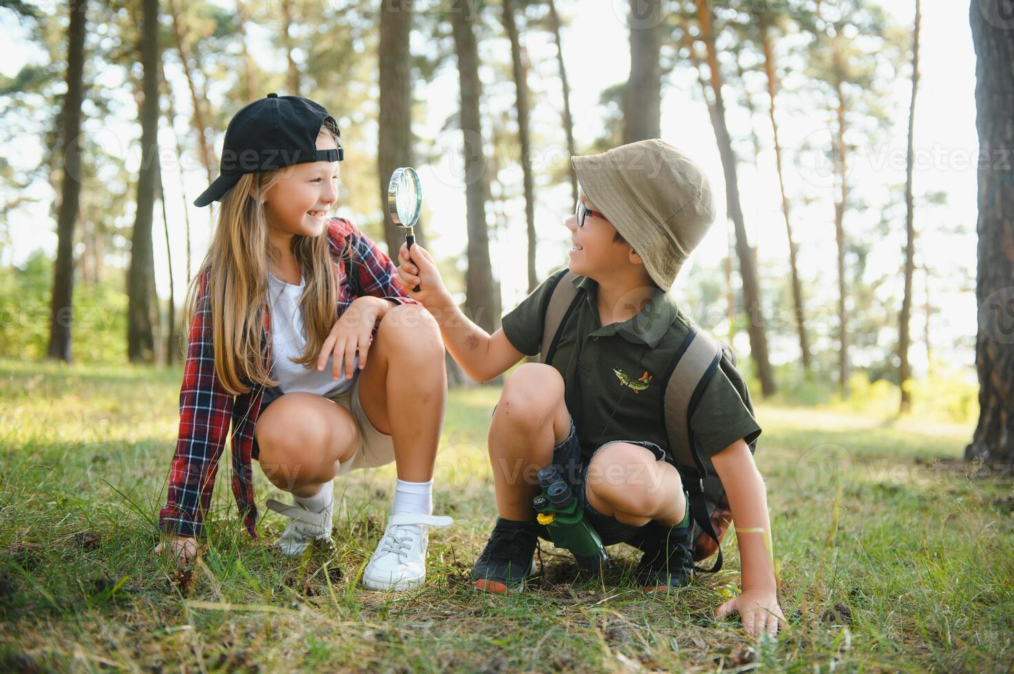 kids scouts in the forest. photo