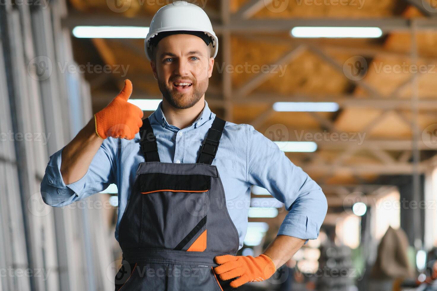 Factory worker. Man working on the production line. photo