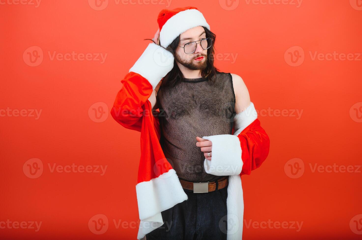 New Year's gay party. A gay man in a Santa suit. Equality. LGBT community. photo