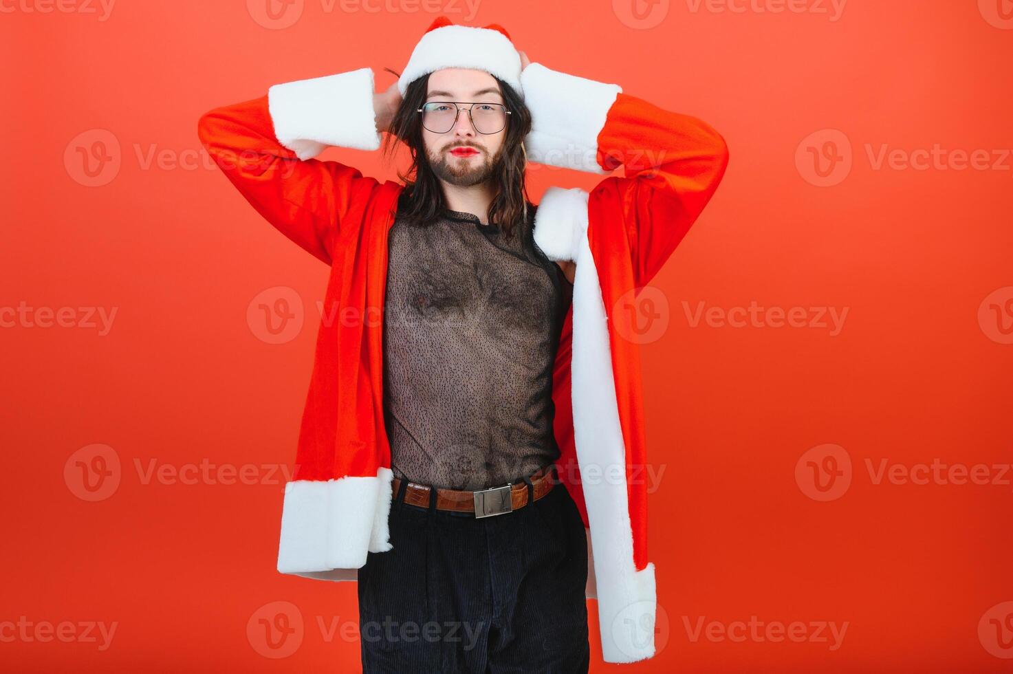 Celebration of the New Year holidays by the LGBT community. Santa is gay. photo