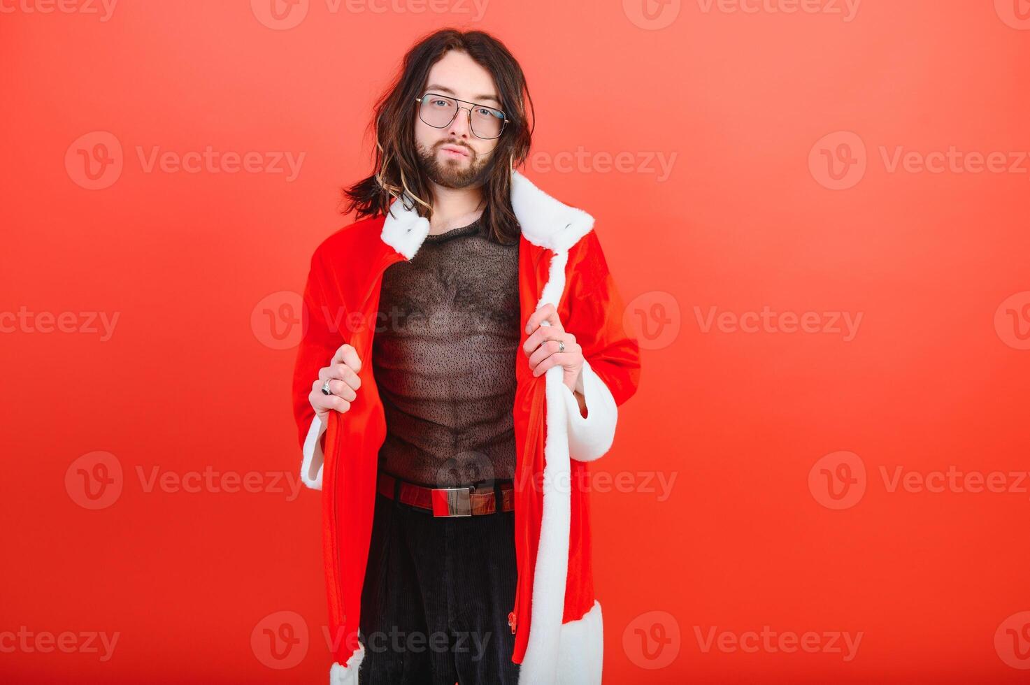 New Year's gay party. A gay man in a Santa suit. Equality. LGBT community. photo