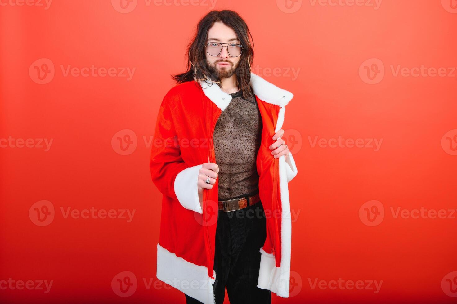 New Year's gay party. A gay man in a Santa suit. Equality. LGBT community. photo