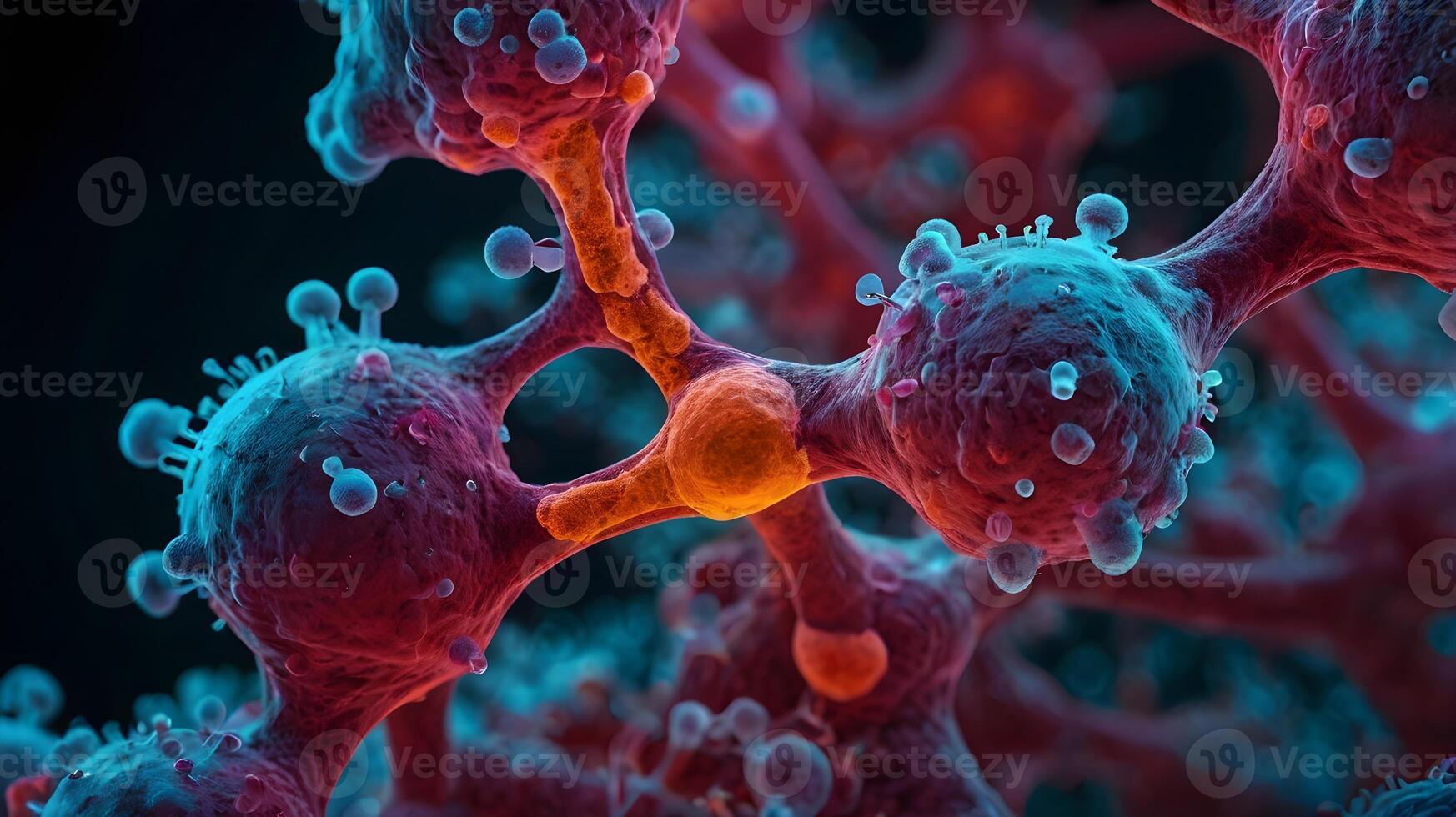 Molecules of candida auris fungal infection, neon photo