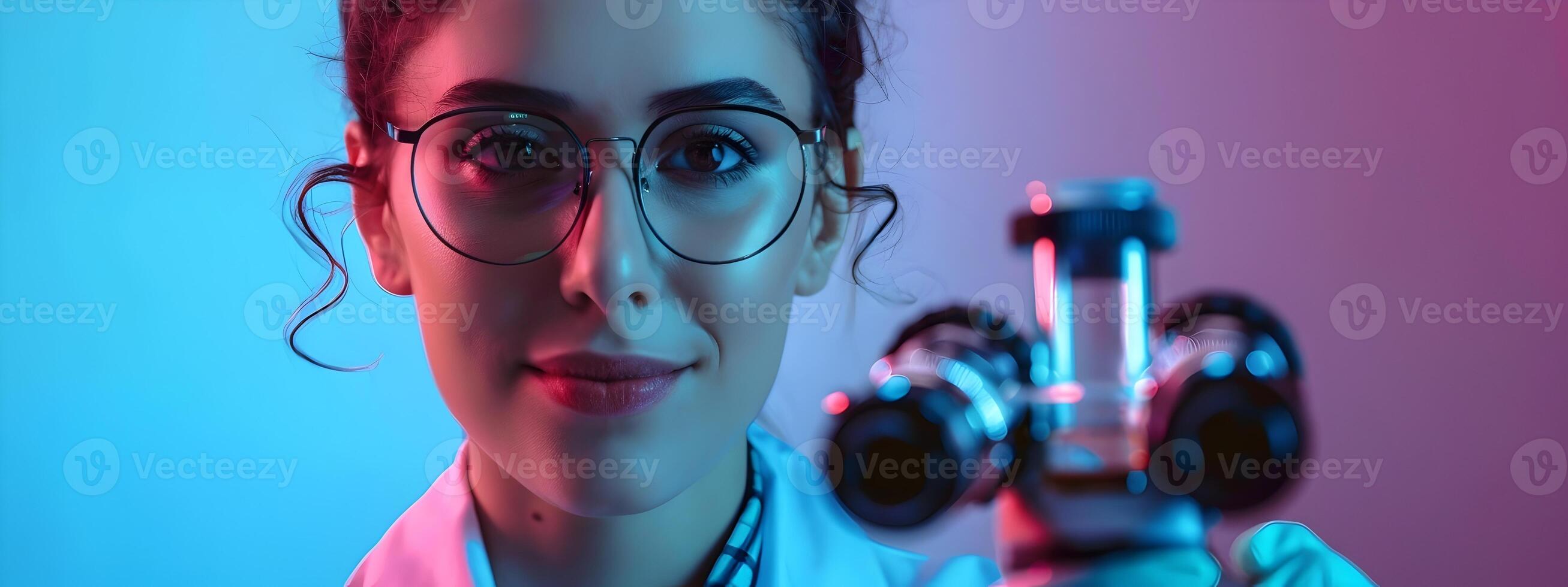 Young Researchers Joyous Expression While Successfully Conducting an Experiment in a Colorful Lab photo