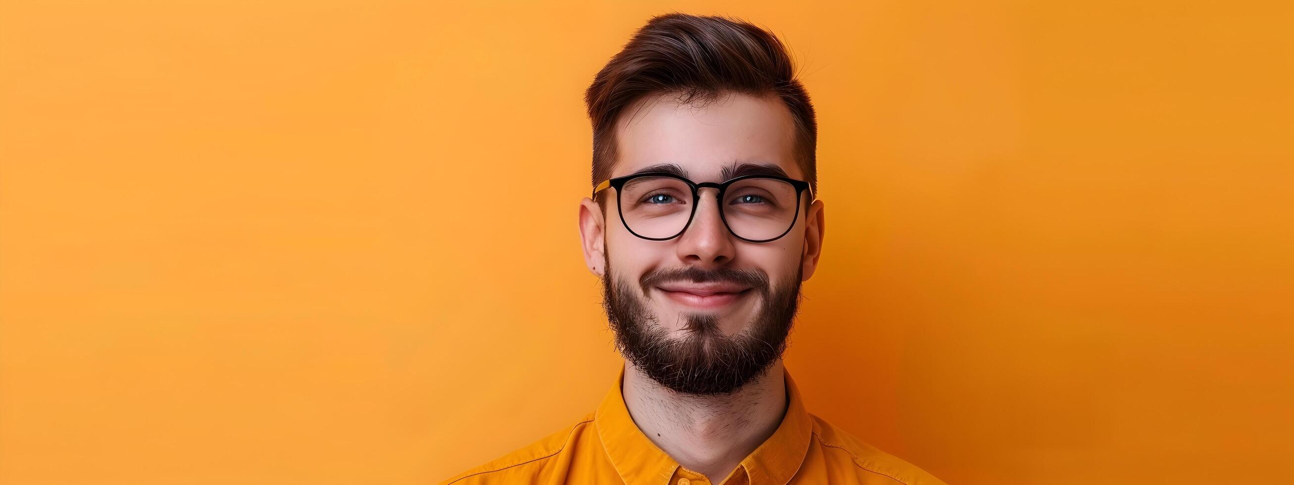 Smiling Young IT Professional Posing on Colorful Background photo